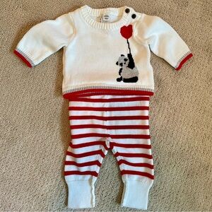 Adorable White and Red Striped Baby Outfit